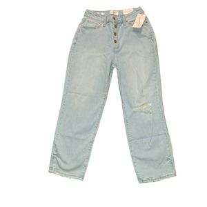 NWT-SZ 4 Universal Thread High-Rise Vintage Straight Light Blue Distressed